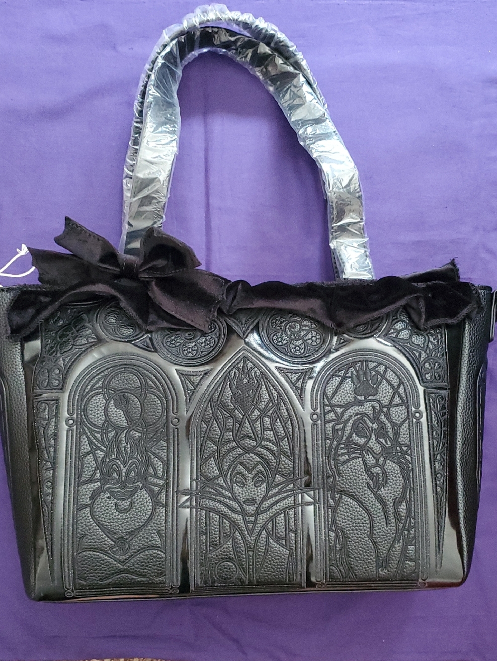 Loungefly Disney Black Embossed Gothic Tote with Velvet Trim (Hot Topic) - Picture 2 of 16